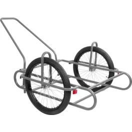   Kétkerekű kocsi, szürke, 240 kg teherbírás, 60 cm átmérőjű kerekek, acélcső váz, fémküllős felnik, gumiabroncsos kerekek