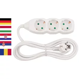   Kábel Strend Pro DG-803B, SCHUKO aljzat, 3,00 m, 3 aljzat, HU, RO, SRB, CRO