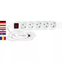   Kábel Strend Pro DG-805BK, SCHUKO aljzat, 1,50 m, 5 aljzat, HU, RO, SRB, CRO + kapcsoló