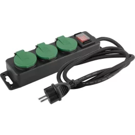   Kültéri hosszabbítós elosztó kapcsolóval, Strend Pro FS0701, 5 m, fekete, 3 aljzat, 1,5mm2, IP44, kültéri, fedeles aljzatok, 16 A