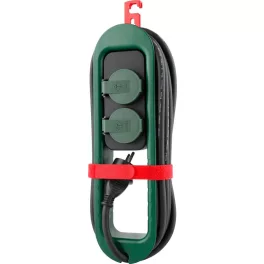   Kültéri hosszabbítós elosztó, Strend Pro FS0701, 4,9 m, fekete, 2 aljzat, 1,5 mm2, IP44, kültéri, fedeles aljzatok, kábeltekercselő, akasztó, maximum 16 A