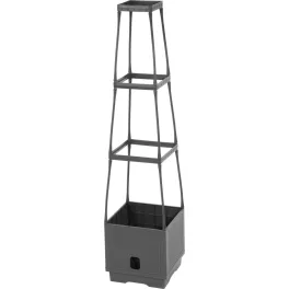   Műanyag virágcserép, Strend Pro Garden Herrison FP8018, sötétszürke, 25 × 25 cm, magasság: 105 cm, háromszintes támasztótoronnyal, 16 l, négyzetes
