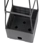 Műanyag virágcserép, Strend Pro Garden Herrison FP8018, sötétszürke, 25 × 25 cm, magasság: 105 cm, háromszintes támasztótoronnyal, 16 l, négyzetes