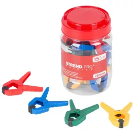  Mini rugós szorító, Strend Pro Premium DT825, több színben, 25 mm maximális nyitás, maximum 1,5 kg szorítónyomás, dobozban, 15 db/doboz