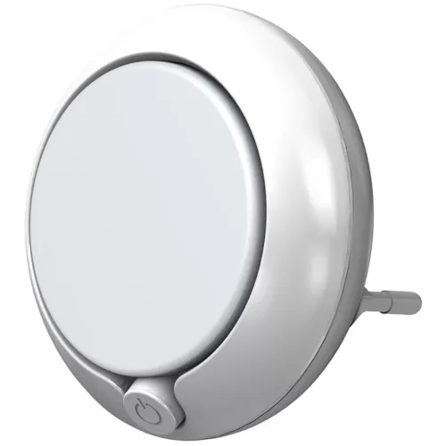 Éjszakai lámpa, Ledvance Lunetta Round White, 7,1 × 6 cm, fehér, LED, melegfehér fény, automatikus be- és kikapcsolás, kapcsolóval, konnektorba dugható