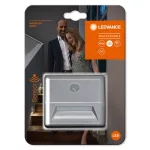 Éjszakai lámpa, Ledvance Nightlux Stair, 8,4 x 2,8 x 7,3 cm, szürke, mozgásérzékelős, fényérzékelős, beltéri/kültéri, LED, elemes (3 x AAA)