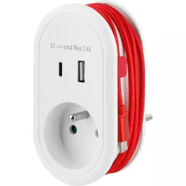   USB-s elosztó, Strend Pro, fehér, USB-A, USB-C csatlakozóval, USB-C kábellel, kompakt és tartós kivitel, egyszerre több eszköz töltéséhez