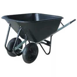   Kétkerekű talicska, Strend Pro Garden Greenlawn Titan, fekete, 180 l, 2 felfújható kerék, műanyag puttony, maximum 180 kg teherbírás