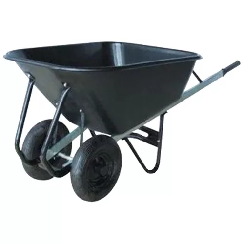 Kétkerekű talicska, Strend Pro Garden Greenlawn Titan, fekete, 180 l, 2 felfújható kerék, műanyag puttony, maximum 180 kg teherbírás