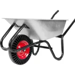 Talicska, Strend Pro Premium Fortis D-1, ezüst/fekete, 100 l, defektmentes tömör Bantam kerék, horganyzott acél puttony, 160 kg teherbírás, PVC markolat