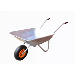   Talicska, Strend Pro Garden EcoLoad, ezüst, 65 l, felfújható kerék, horganyzott acél puttony, 80 kg teherbírás, PVC markolat