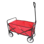 Strandkocsi, Strend Pro Garden, Taliga Praktik, 9,45 kg, piros raktér, fekete acélváz, összecsukható, vízlepergető PVC szövet, PVC kerekek