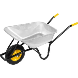   Talicska, Strend Pro Premium Fortis Black ES, ezüst/fekete, 85 l, felfújható kerék, horganyzott acél puttony, 250 kg teherbírás, PVC markolat