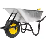 Talicska, Strend Pro Premium Fortis Black ES, ezüst/fekete, 85 l, felfújható kerék, horganyzott acél puttony, 250 kg teherbírás, PVC markolat