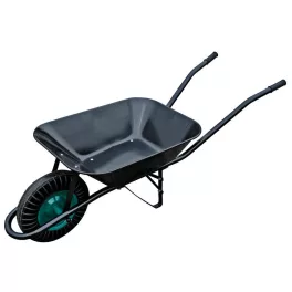   Talicska, Strend Pro Garden, fekete, 60 l, defektmentes tömör Bantam kerék, lakkozott acél puttony, PVC markolat, szétszerelve