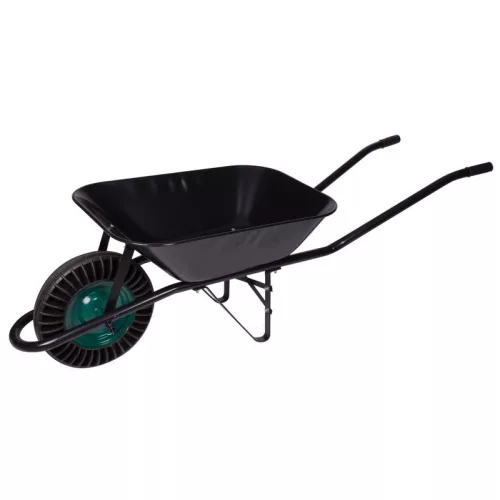 Talicska, Strend Pro Garden Cargo60 Eko Light, fekete, 60 l, defektmentes tömör Bantam kerék, lakkozott acél puttony, 100 kg teherbírás, PVC markolat
