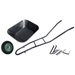   Talicska, Strend Pro Garden Cargo60 Eko Light, fekete, 60 l, defektmentes tömör Bantam kerék, lakkozott acél puttony, 100 kg teherbírás, PVC markolat, szétszerelve