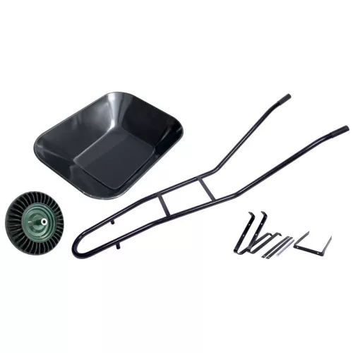 Talicska, Strend Pro Garden Cargo60 Eko Light, fekete, 60 l, defektmentes tömör Bantam kerék, lakkozott acél puttony, 100 kg teherbírás, PVC markolat, szétszerelve