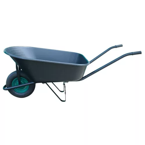Talicska, Strend Pro Garden Greenlawn Nero, fekete, 140 l, felfújható kerék, műanyag puttony, 50 kg teherbírás, PVC markolat, szétszerelve