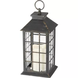   Lámpás, MagicHome LP2140, 14 x 14 x 30 cm, bronz, LED, 3 x AAA elemekkel, műanyag, beltéri, vintage stílusú, gyertyával (2170321)
