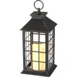 Lámpás, MagicHome LP2140, 14 x 14 x 30 cm, bronz, LED, 3 x AAA elemekkel, műanyag, beltéri, vintage stílusú, gyertyával (2170321)