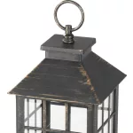 Lámpás, MagicHome LP2140, 14 x 14 x 30 cm, bronz, LED, 3 x AAA elemekkel, műanyag, beltéri, vintage stílusú, gyertyával (2170321)