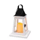 Lámpás, MagicHome LW8823, 17 x 17 x 33 cm, fehér, LED, 3 x AAA elemekkel, fa, beltéri, vintage stílusú, gyertyával (2170323)