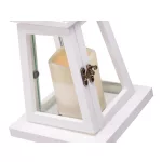 Lámpás, MagicHome LW8823, 17 x 17 x 33 cm, fehér, LED, 3 x AAA elemekkel, fa, beltéri, vintage stílusú, gyertyával (2170323)