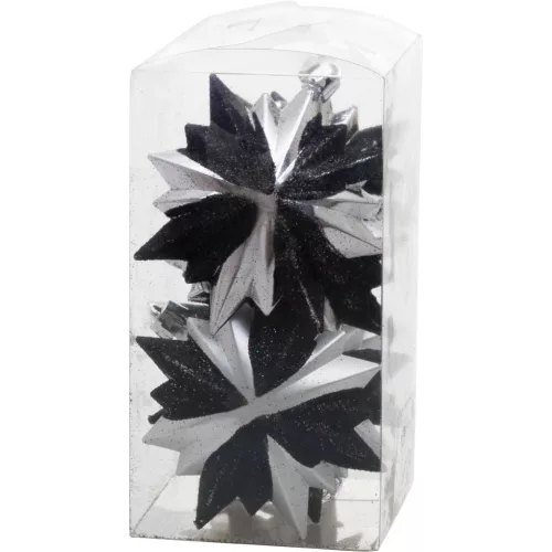 Dísz MagicHome, fekete-ezüst, 6 db, 8x9,5 cm, Karácsonyra