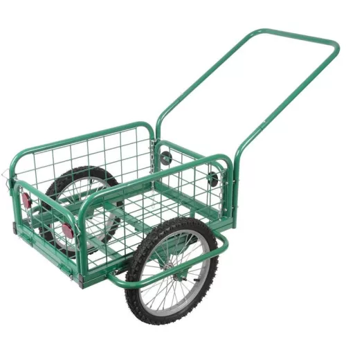 Kétkerekű kocsi, Strend Pro Garden Victor, zöld, felfújható kerekek, kiváló minőségű fém, 100 kg teherbírás