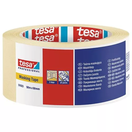 Szalag tesa® PRO, festő, maszkoló, ragasztó, 50 mm, Hossz: 50 m