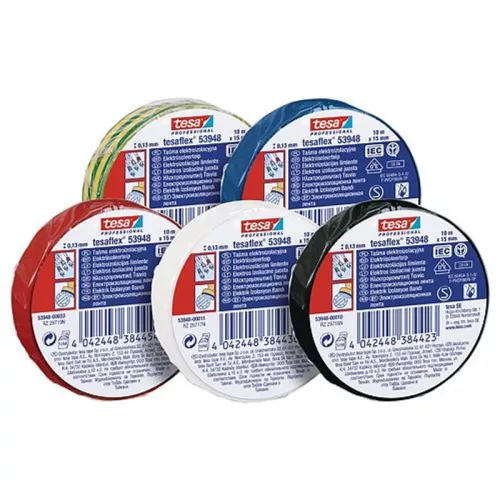 Szalag tesa® PRO tesaflex®, elektromos szigetelő, ragasztó, sPVC, 15 mm, fekete, Hossz: 10 m