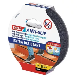   Szalag tesa® Anti-slip, csúszásgátló lépcsőkhöz, ragasztó, fekete, 25 mm, Hossz: 5 m