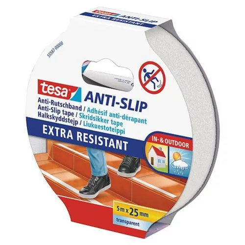 Szalag tesa® Anti-slip, csúszásgátló lépcsőkhöz, átlátszó, ragasztó, 25 mm, Hossz: 5 m
