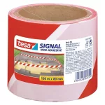 Szalag tesa® SIGNAL, 80 mm, figyelmeztető, piros/fehér, Hossz: 100 m