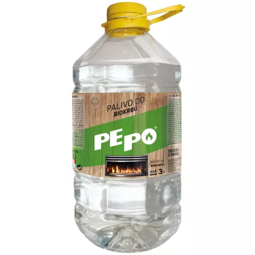 Bioetanol tüzelőanyag, PE-PO, 3000 ml, korom- és szagmentes égés, beltéri használatra