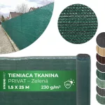 Árnyékoló háló PRIVAT.NET, 1,5x25 m, háló, HDPE, UV, 230 g/m2, 95% zöld