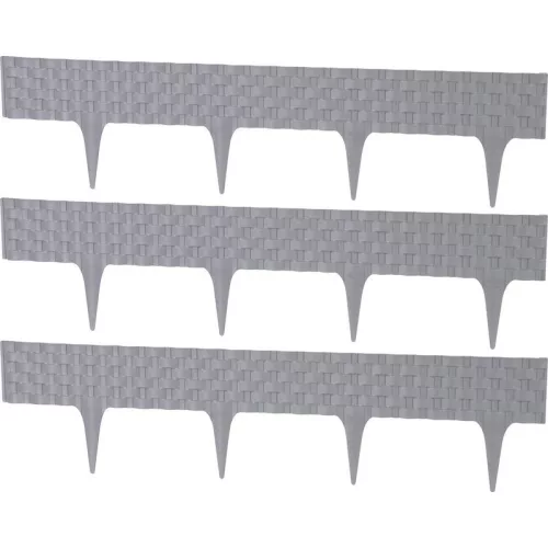 Kerti paliszád, Strend Pro Garden RattanPalisade, szürke, 80 x 29,5 cm, összekapcsolható, 240 cm hossz, formázható, rugalmas műanyag, UV-álló, 3 panel/csomag
