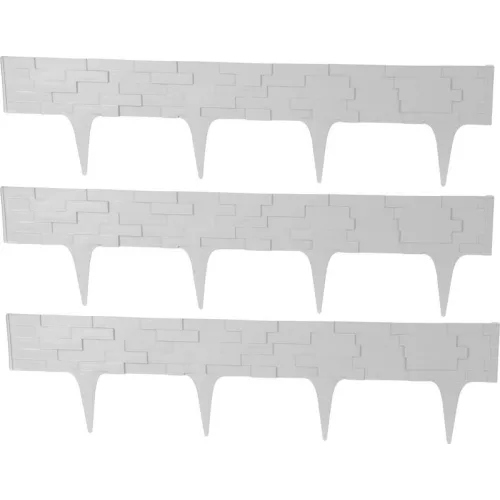 Kerti paliszád, Strend Pro Garden StonePalisade, szürke, 79 x 29,5 cm, összekapcsolható, 237 cm hossz, formázható, rugalmas műanyag, UV-álló, 3 panel/csomag