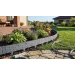 Kerti paliszád, Strend Pro Garden StonePalisade, szürke, 79 x 29,5 cm, összekapcsolható, 237 cm hossz, formázható, rugalmas műanyag, UV-álló, 3 panel/csomag