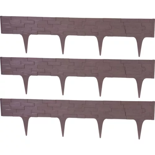 Kerti paliszád, Strend Pro Garden StonePalisade, sötétbarna, 79 x 29,5 cm, összekapcsolható, 237 cm hossz, formázható, rugalmas műanyag, UV-álló, 3 panel/csomag