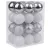 MagicHome karácsonyi gömbök, 24 db, fehér-ezüst, mix, karácsonyfára, 6 cm