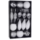 MagicHome karácsonyi gömbök, készlet, 16 db, ezüst-fehér, karácsonyfára, 8-15 cm
