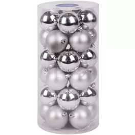   MagicHome karácsonyi gömbok, 30 db, ezüst, mix, karácsonyfára, 6 cm