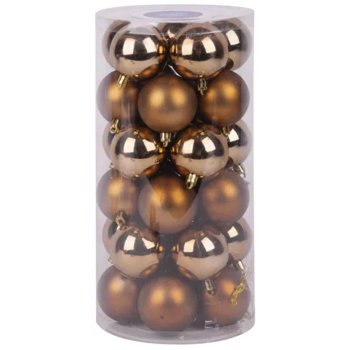 MagicHome karácsonyi gömbök, 30 db, réz, mix, karácsonyfára, 6 cm