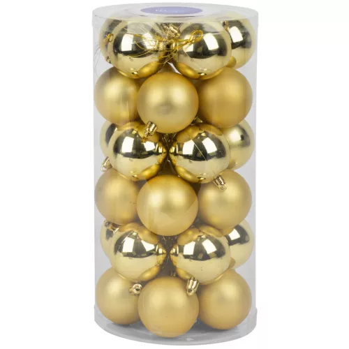 MagicHome karácsonyi gömbök, 30 db, arany, mix, karácsonyfára, 6 cm