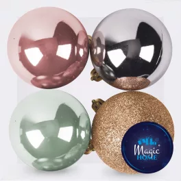   Gömbök MagicHome Karácsony, 4 db, vegyes, karácsonyfára, 10 cm