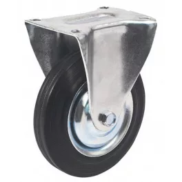   Kerék, Renost 531 XD-V125C z, fekete/ezüst, átmérő: 125 mm, fix, gumi futófelület, acél ház, acél felni, tűgörgős csapágy, maximum 100 kg teherbírás