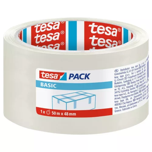 Szalag tesa® BASIC, csomagoló, ragasztó, átlátszó, 48 mm, Hossz: 50 m