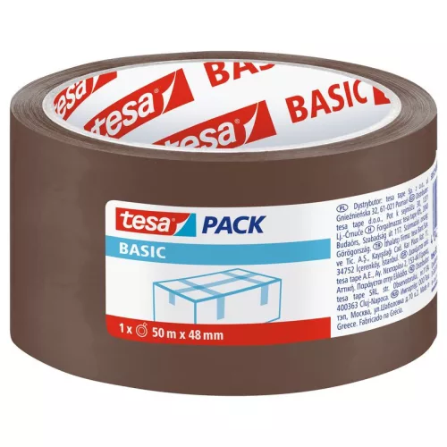 Szalag tesa® BASIC, csomagoló, ragasztó, barna, 48 mm, Hossz: 50 m